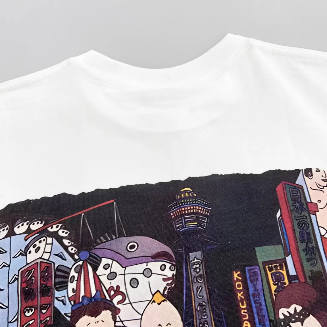 Saint Michael's spoof cartoon character TEE print distressed retro Vintage loose short-sleeved half-sleeved top. Directly sprayed with digital white ink. The fabric is breathable and the pattern is three-dimensional and clear. Fabric: Double yarn 240g Style number: S919 Size: S-M-L-XL Color: White Price: P110